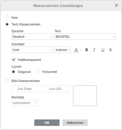 Wasserzeichen-Einstellungen