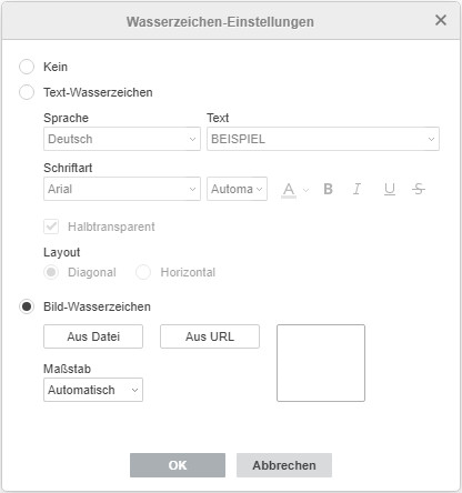 Wasserzeichen-Einstellungen