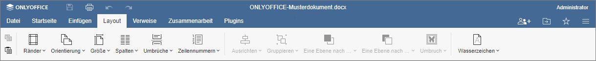 Registerkarte Layout