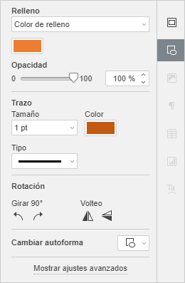 Pestaña Ajustes de forma