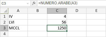 Función NUMERO.ARABE