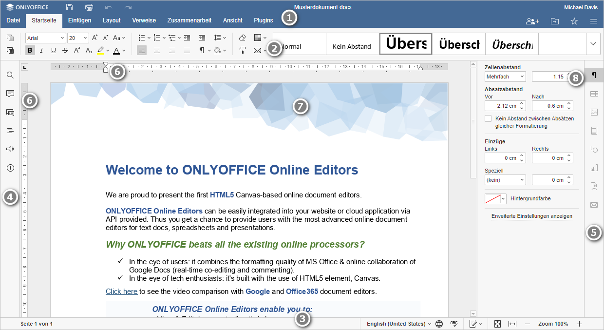 Dialogbox Online-Dokumenteneditor