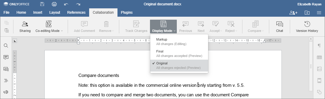 Compare documents - Original