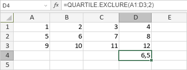 Fonction QUARTILE.EXCLURE