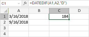 Funzione DATEDIF