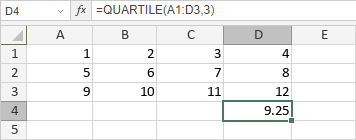 Funzione QUARTILE