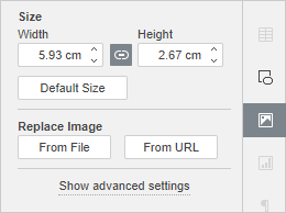 Image Settings Right-Side Panel window