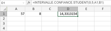 Fonction INTERVALLE.CONFIANCE.STUDENT