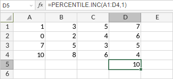 Функция PERCENTILE.INC