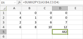 Функция SUMX2PY2