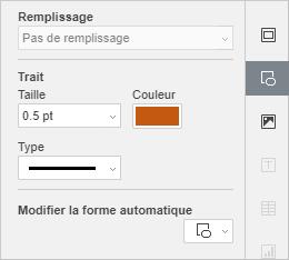 Onglet Paramètres de la forme