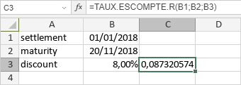 Fonction TAUX.ESCOMPTE.R