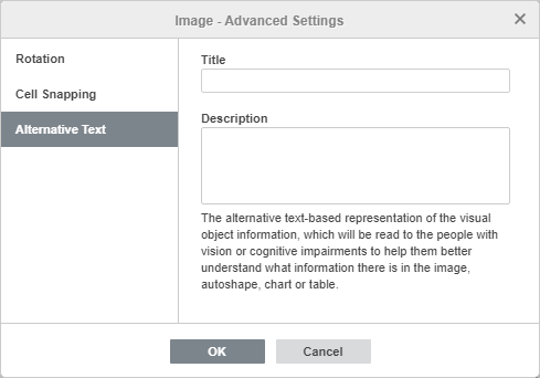 Image - Advanced Settings: Alternative Text