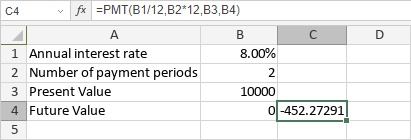 Funzione PMT