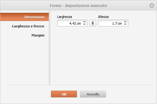 Impostazioni forma - Dimensione