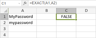 EXACT Function: FALSE