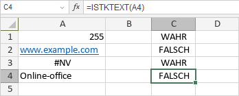 ISTKTEXT-Funktion