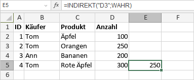 INDIREKT-Funktion