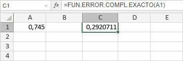 Función FUN.ERROR.COMPL.EXACTO