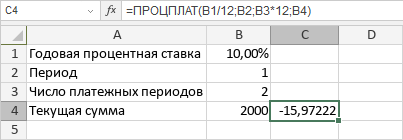 Функция ПРОЦПЛАТ