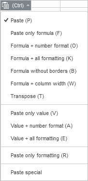 Paste options