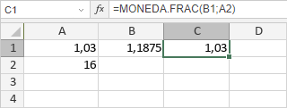 Función MONEDA.FRAC