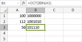 OCT2BIN Function