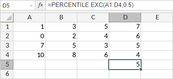 Функция PERCENTILE.EXC