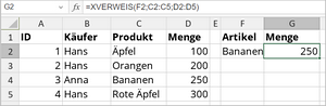 XVERWEIS Funktion