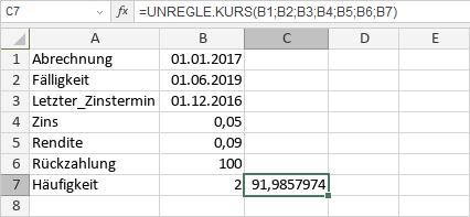 UNREGLE.KURS-Funktion