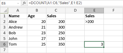 DCOUNT Function