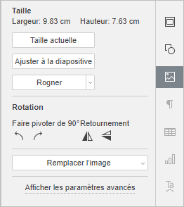 L'onglet Paramètres de l'image