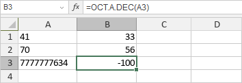 Función OCT.A.DEC