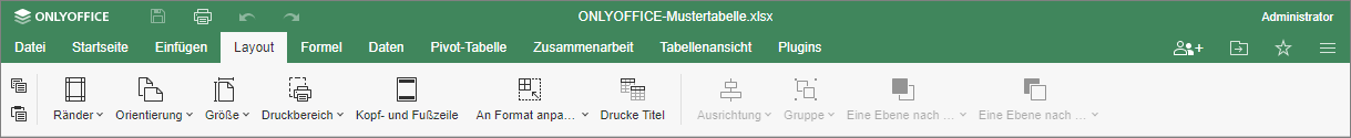 Registerkarte Layout