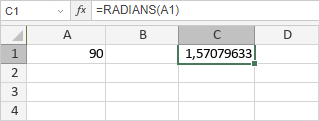 Fonction RADIANS