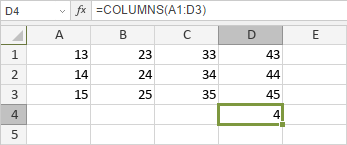 Функция COLUMNS