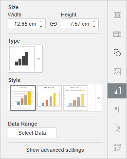 Chart Settings Right-Side Panel window