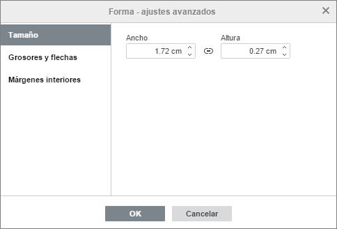 Propiedades de forma - pestaña tamaño