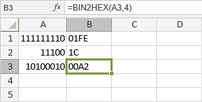 BIN2HEX Function