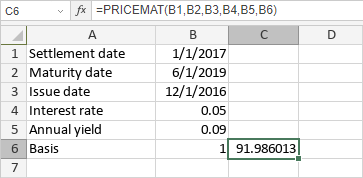 Función PRICEMAT