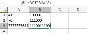 Fonction OCT2BIN