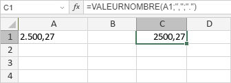 Fonction VALEURNOMBRE