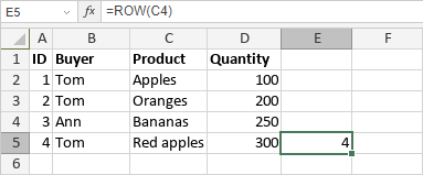 ROW Function