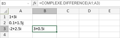 Fonction COMPLEXE.DIFFERENCE