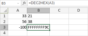 Fonction DEC2HEX