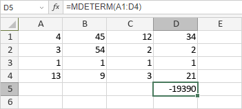 Fonction MDETERM