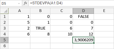 Fonction STDEVPA