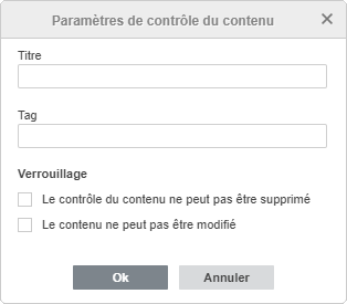 Fenêtre des paramètres de contrôle du contenu
