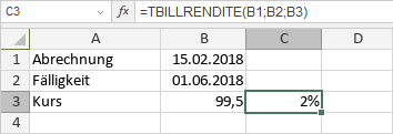 TBILLRENDITE-Funktion