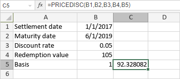 PRICEDISC Function